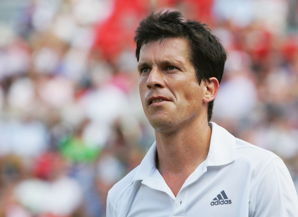 Tim Henman of Great Britain looks despondent as he loses the first set during the first round singles match against Marin Cilic of Croatia during Day 2 of the Artois Championships at The Queen's Club on June 12, 2007 in London, England.