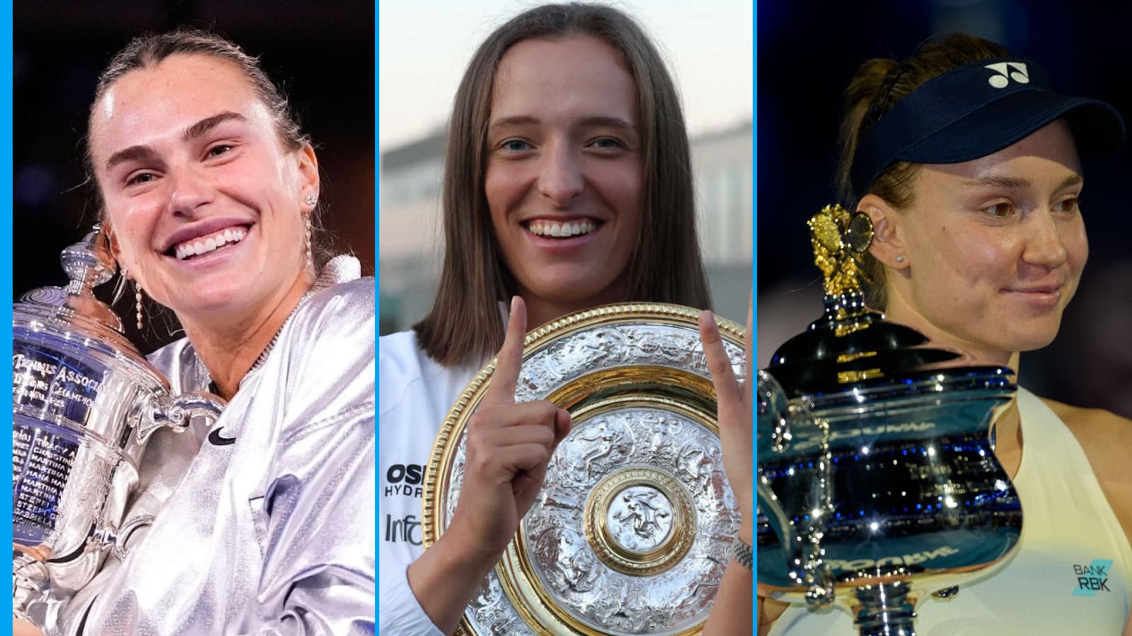 Les 15 joueuses WTA actives ayant remporté un Grand Chelem : Sabalenka, Swiatek et Rybakina