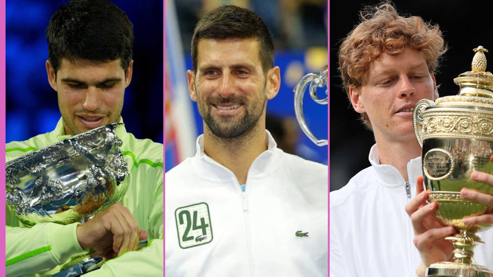 Les stars actives du circuit ATP capables de remporter un Grand Chelem en simple : Djokovic, Alcaraz et Sinner