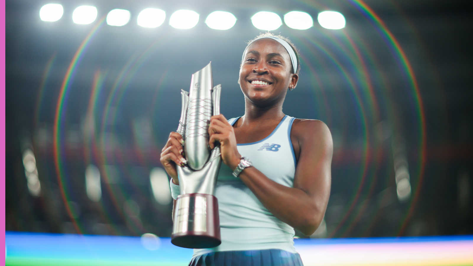 Pictured: Coco Gauff with Wuhan Open trophy